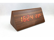 Деревянные светодиодные часы с будильником и термометром