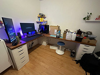 Custom Brown/White L-Shaped Desk