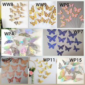 Декоративные бабочки 12 шт в комплекте. Разные цвета