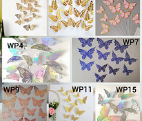 Декоративные бабочки 12 шт в комплекте. Разные цвета