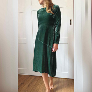 Высококачественное зеленое бархатное платье maje, платье мид