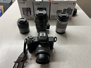 Canon M50 + объектив в комплекте, 85 мм 1,8, 32 мм 1,4, 18-1