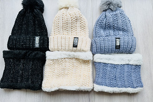 Новые тёплые комплекты (шапка + шарф)