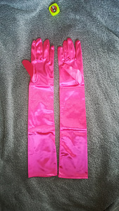 Праздничные, танцевальные перчатки, розовые, длина 53см