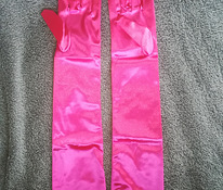 Праздничные, танцевальные перчатки, розовые, длина 53см
