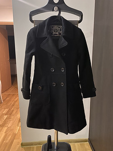 Шерстяное пальто для девочек с меховым воротником