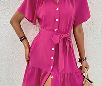 Новое платье ярко-розовое, со складками, XL