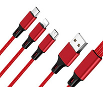USB laadimisjuhe 3.1A Micro+Lightning+USB-C