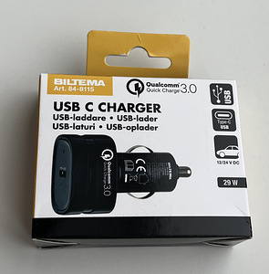 Biltema USB charger 12/24 V, 1 x USB C, 29 W