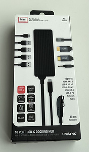 Unisynk 10 Port Dual Display USB-C Hub for Mac Black/Grey