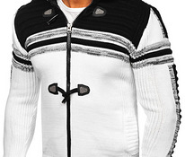 !СКИДКА! Черно-белый свитер с молнией и капюшоном
