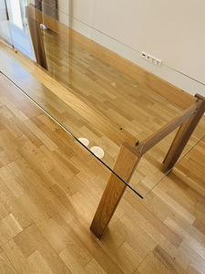 Söögilaud 210cm x 90 cm, klaas ja tamm (2 foto / 4)