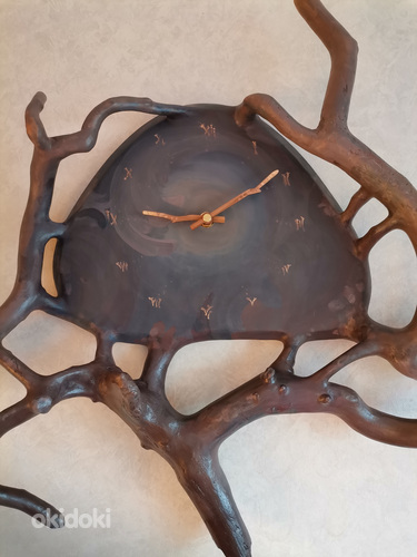 Настенные часы ручной работы из дерева (фото #4)