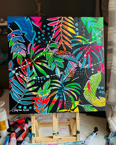 "Džunglist", akrüülmaalimine, 50x50, One-of-a-Kind (3 foto / 3)