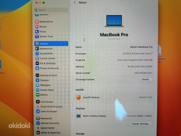 Apple Macbook Pro 16GB, 250GB, 15,4-inch, 2019 (foto #5)