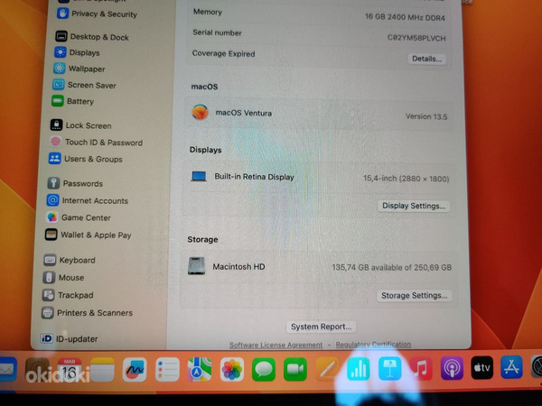 Apple Macbook Pro 16 ГБ, 250 ГБ, 15,4-дюймовый, 2019 г. (фото #6)