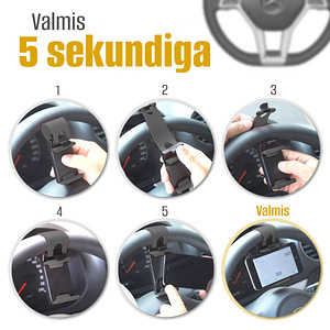 Telefonihoidik auto roolile must (4 foto / 9)