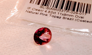 Topaas; loomulik; 4,82 ct; roosa; IF; katmine; Brasiilia. (10 foto / 10)