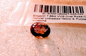 Ametriin; natuur;7,66ct; lilla-kollane;VVS; paranemist pole (10 foto / 10)