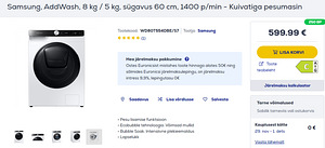 Kuivatiga pesumasin Samsung WD80T554DBE/S7 (2 foto / 8)