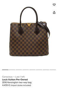 Authentic Louis Vuitton Kensington Damier Ebene Canvas (10 foto / 10)