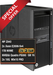 HP Z840 2x Xeon E5-2696v4 256GB 1TB NVME NVIDIA P5000 2x 10G (1 foto / 10)