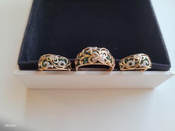 Комплект(серьги;кольцо)золото,изумруды,бриллианты) (фото #1)