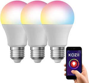 Набор из 3 умных светодиодных ламп Kozii - цоколь E27, RGB C