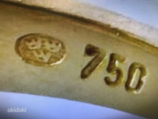 Винтажное золотое кольцо 750 пробы с бирюзой, размер 18,5 (фото #3)