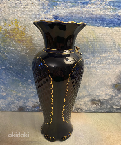 "OKSJON, art, pr" фарфоровая ваза с золотистой розой (фото #2)
