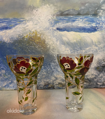 "Vitraažimaal - Lilled" 2 klaasist vaasi (foto #1)