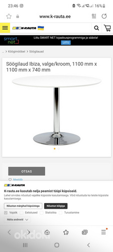 Обеденный стол Actona Ibiza, белый/хром, 1100 мм x 1100 мм x (фото #1)