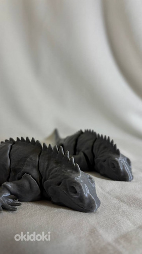 3D-iguana/sisalik (liikuv) — hall “kivi” stiil, dekoratsioon/mänguasi