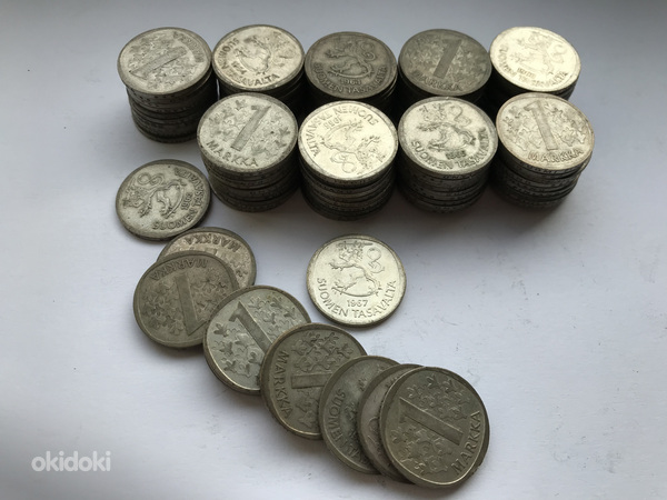 Серебряные монеты Финляндия 1 марка, 101 шт. (фото #2)