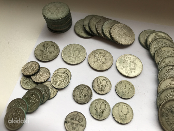 Различные шведские серебряные монеты (фото #2)