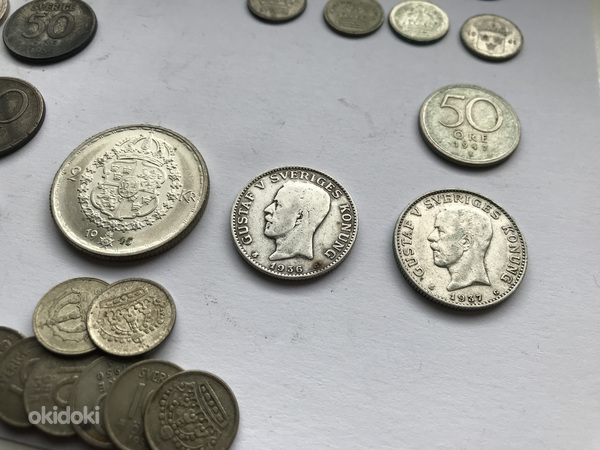 Различные шведские серебряные монеты (фото #6)