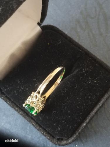 Kuldsõrmus valge kuld standard 585 14k smaragd (foto #3)