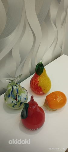 Декоративные стеклянные фигурки груши, яблоки (фото #3)