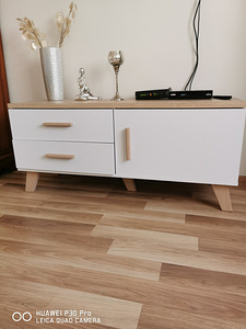 Скандинавская белая/деревянная TV тумба и диванный столик