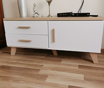 Скандинавская белая/деревянная TV тумба и диванный столик