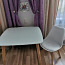 Скандинавская белая/деревянная TV тумба и диванный столик (фото #2)