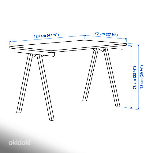 TROTTEN письменный стол, 120x70 см, белый, IKEA (фото #3)