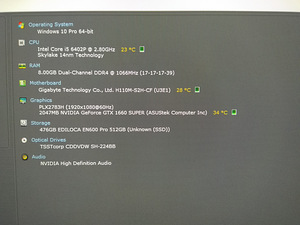 Intel I5-6402P/H110M/8GB RAM/SSD 512GB/GTX 1660S 6GB (2 foto / 9)