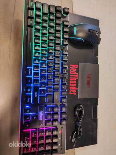 Беспроводная перезаряжаемая игровая клавиатура + мышь RedThu (фото #3)