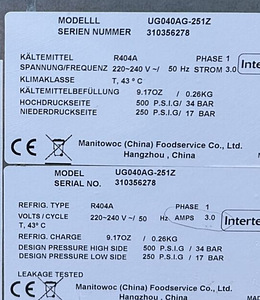 Intertek Manitowo Ice Machine, Model UG040AG-251Z. (6 foto / 6)