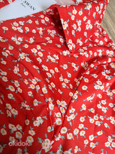 Uus, punane, lilleline kleit (M) (foto #5)
