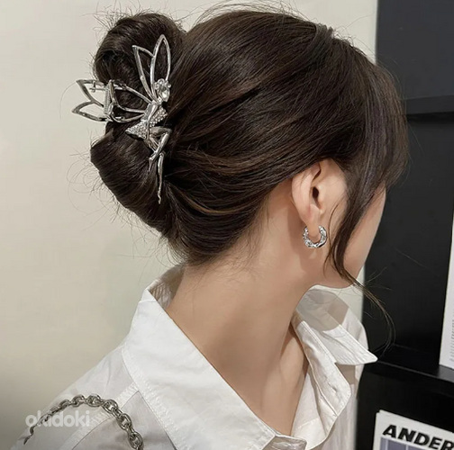 Серебряная заколка для волос с камнями фея (фото #1)