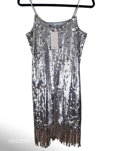 Вечернее платье с серебряными пайетками и подкладкой S/M (фото #1)