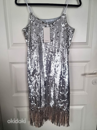 Вечернее платье с серебряными пайетками и подкладкой S/M (фото #2)