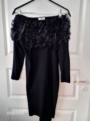 Черное платье машинного плетения M (фото #2)
